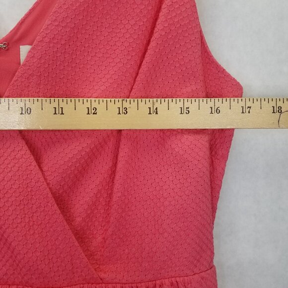 Ana Taylor Loft A-Line Dress Women's 4 Petite Pink Surplice Textured Pleated NEW - Picture 16 of 16